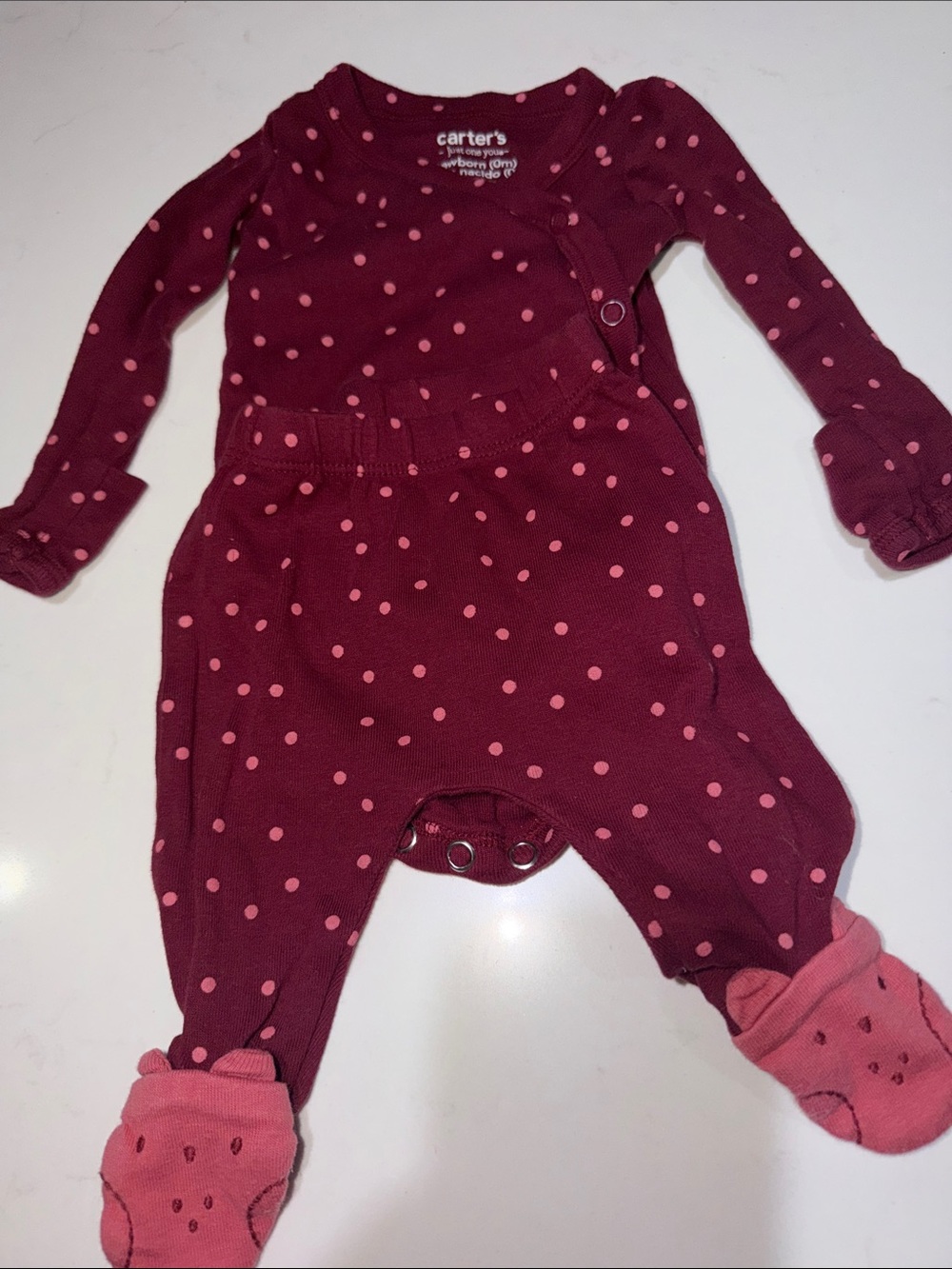 Carters Infant Newborn sleeper set.